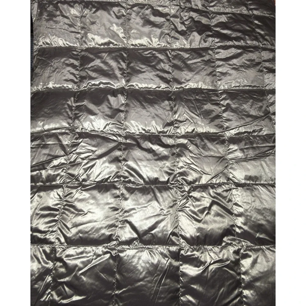 Blue Ridge Down Puffer Throw Blanket Metallic Silver Packable Quilted Camping